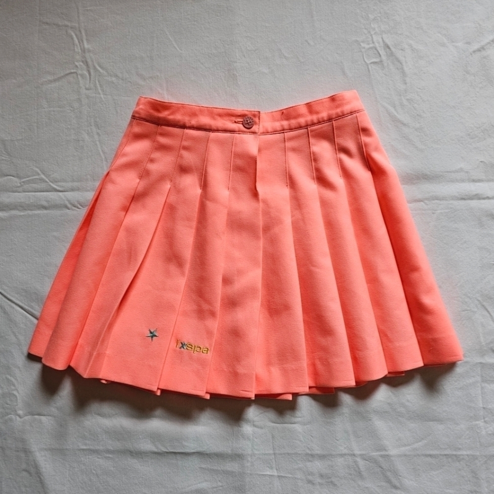 🎾 Vintage IXSPA Jamie Sadock peach neon pleated tennis mini skirt Size 4